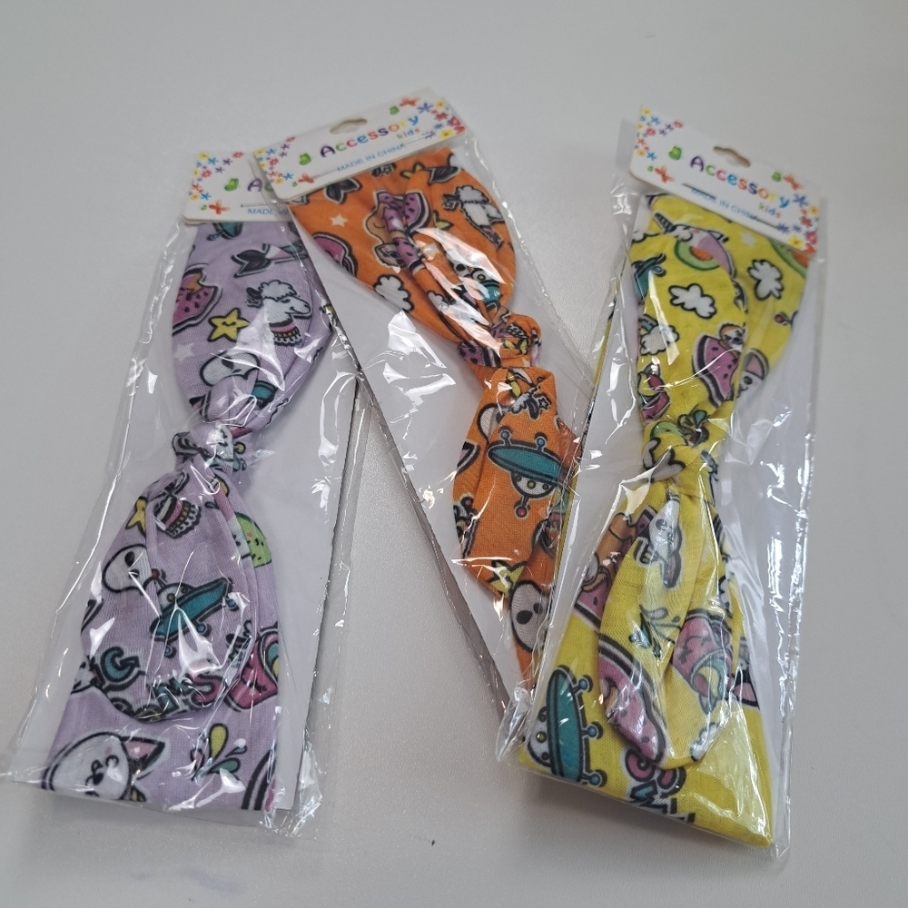 Pack of 3 <<>>Elastic fabric headband for girls with‎ crossed front